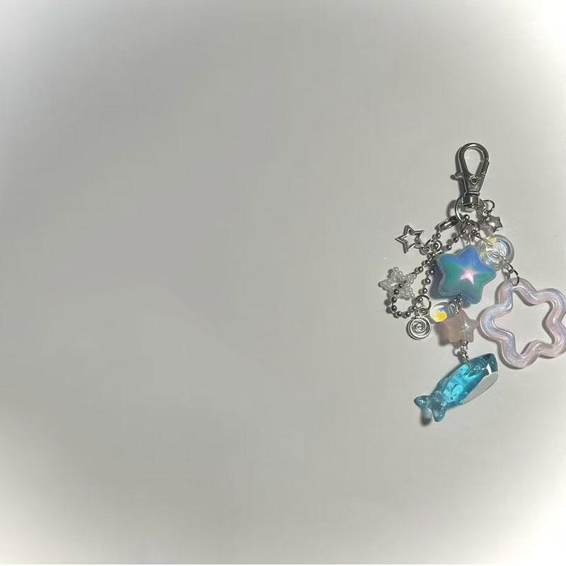 Handmade star flower beaded keychain fairy tale, fairy core