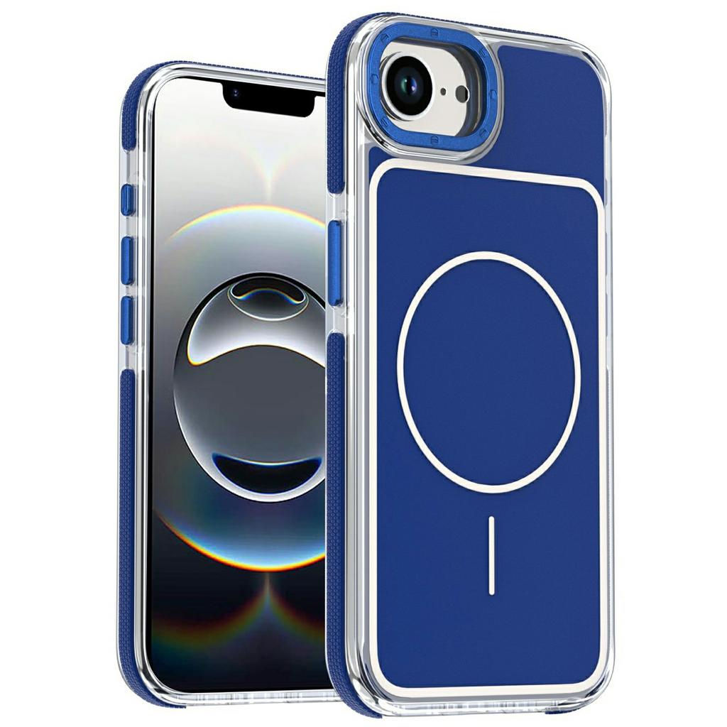 For iPhone 16e Magnetic Case Dual Color Shockproof TPU PC Phone Cover Compatible with MagSafe