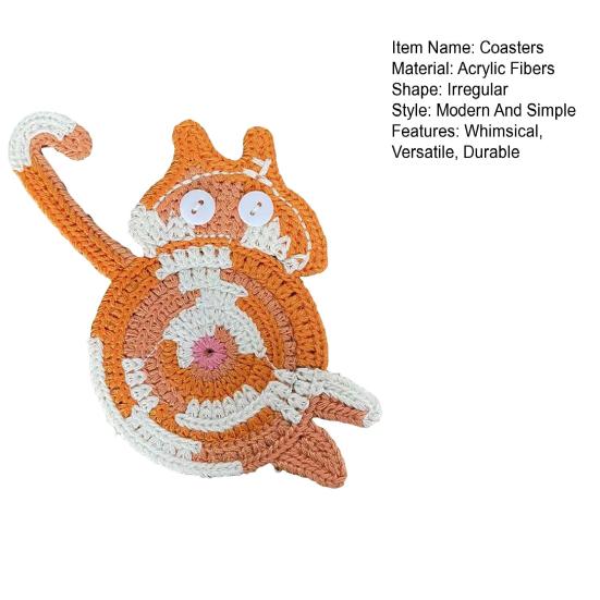 Funny Cat Butt Coasters Playful Knitted Drink Pads Heat-resistant Placements