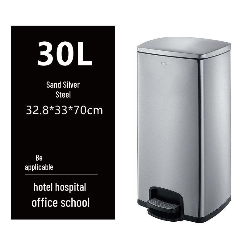 50L Stainless Steel Commercial Trash Can with Large Foot Pedal for Hotels and Shopping Malls