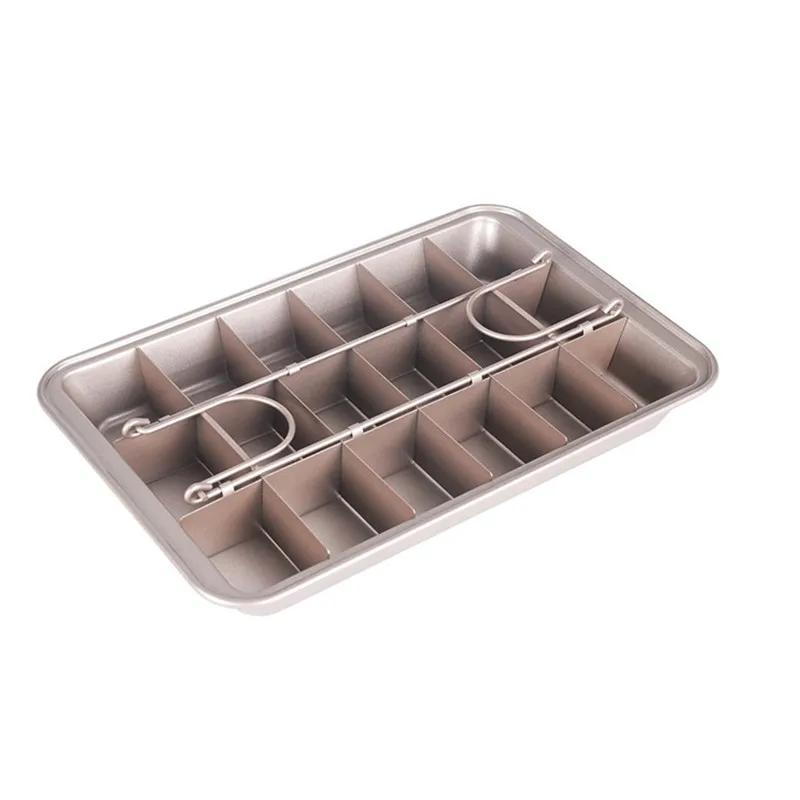 1pc Brownie Cake Pan With Dividers Stainless Steel Loaf Pan Non-Stick Square Lattice Muffin Baking Pan Blondie Bakeware