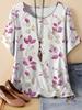 Vintage Loose T-Shirt Woman O-Neck Floral Leaves 3D Printed Fashion Tee Shirt Short Sleeves Top Elegant Outdoor Female Clothing