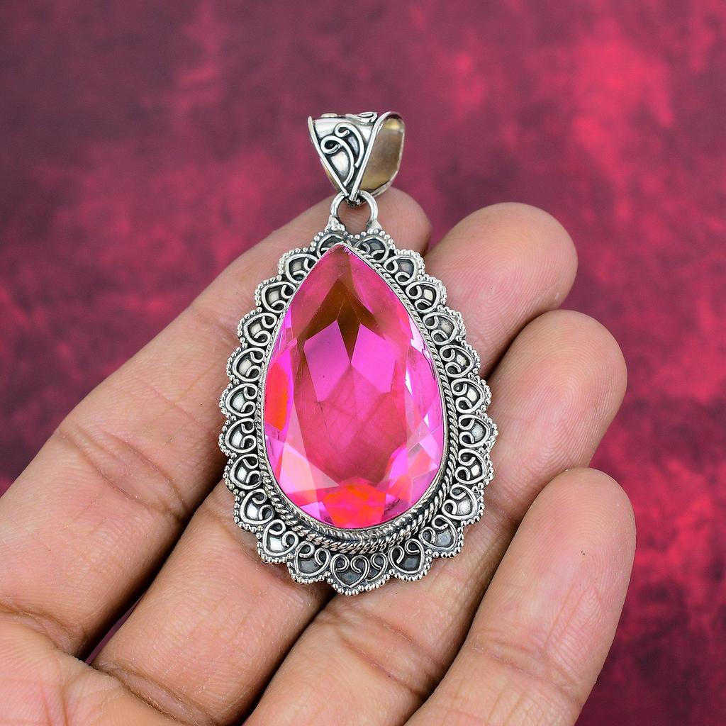 Pink Kunzite Pendant Gemstone Jewelry, 925 Solid Sterling Silver Pendant, Handmade Jewelry Birthstone Pendant, Gift For Him