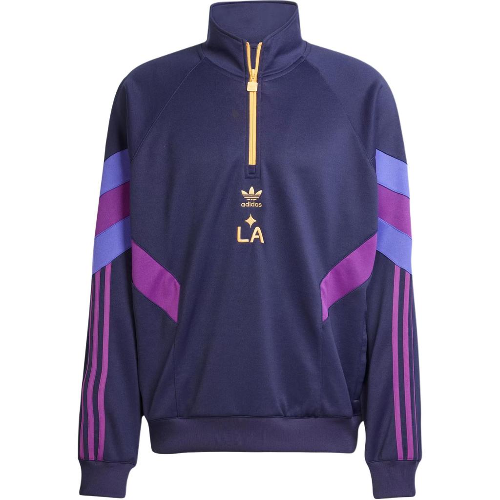 Adidas Originals LA Galaxy Crew Logo Letter Stand Collar Sports Long Sleeve Sweatshirt Men Sweatshirt Noble-Ink JF2673