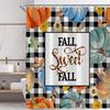 Fall Sweet Fall Shower Curtain With Pumpkins And Buffalo Check Pattern Autumn Theme Water Resistant Fabric Cozy Rustic Bathroom