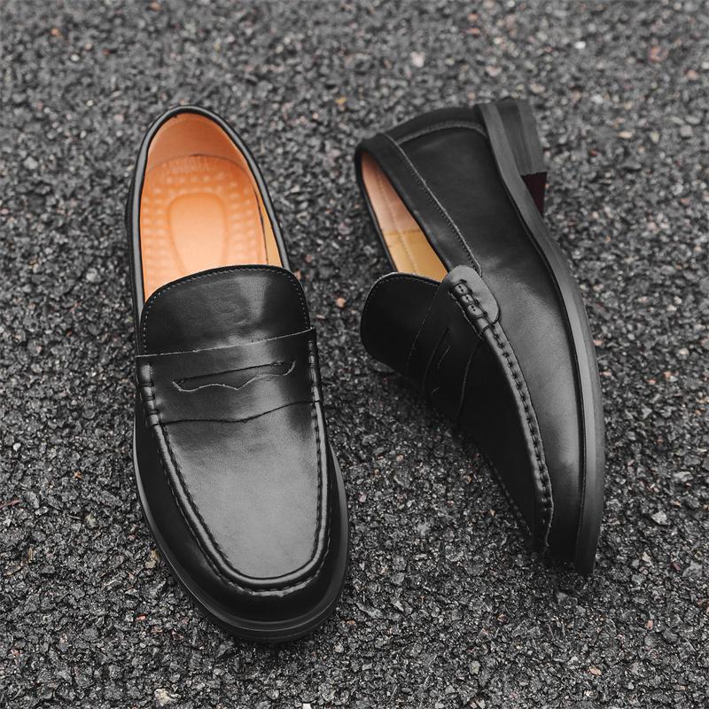 Men's Hand Stitched Leather Slip on Shoes Business Formal Loafers Wedding Party Driving Footwear Leisure Official Casual Flats