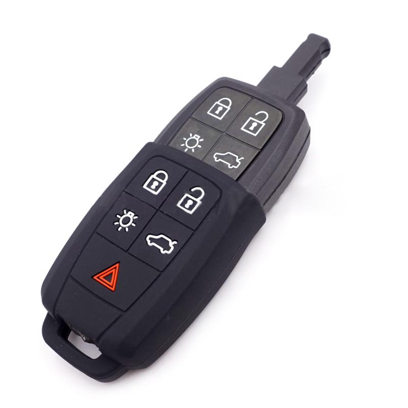 5 Buttons Car Auto Smart Car Key Shell Case Cover Fit for Volvo XC90 S60 C70 C30 V50 S40 2006 2007 2008 2009 Black Silicone New