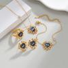 Eilieck 316L Stainless Steel Metal Heart-Shaped Blue Eyes Necklace Bracelet Earrings Ring Trendy Jewelry Set For Women Gift