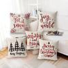 Christmas Pillowcase, Home Bedside Cushion, Linen Short Plush Printed Halloween Sofa Pillow