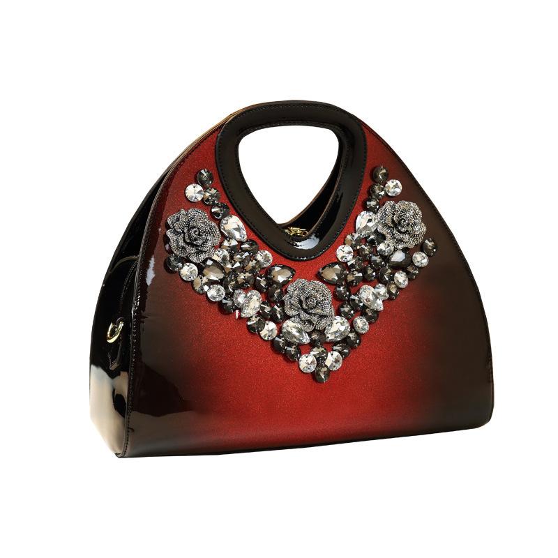 Fashion Diamond-Encrusted Dumpling Bag Leather Handbag Medium Temperament Fashionable Mother Bag Foreign Style Messenger Bag