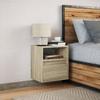 Wall Mounted Nightstand with LED Lighting Sonoma Oak