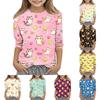 Kinder Tierdruck Rundhals Dreiviertelarm Lässiges T-Shirt Weicher Stoff Bequeme Passform Leichtes Design