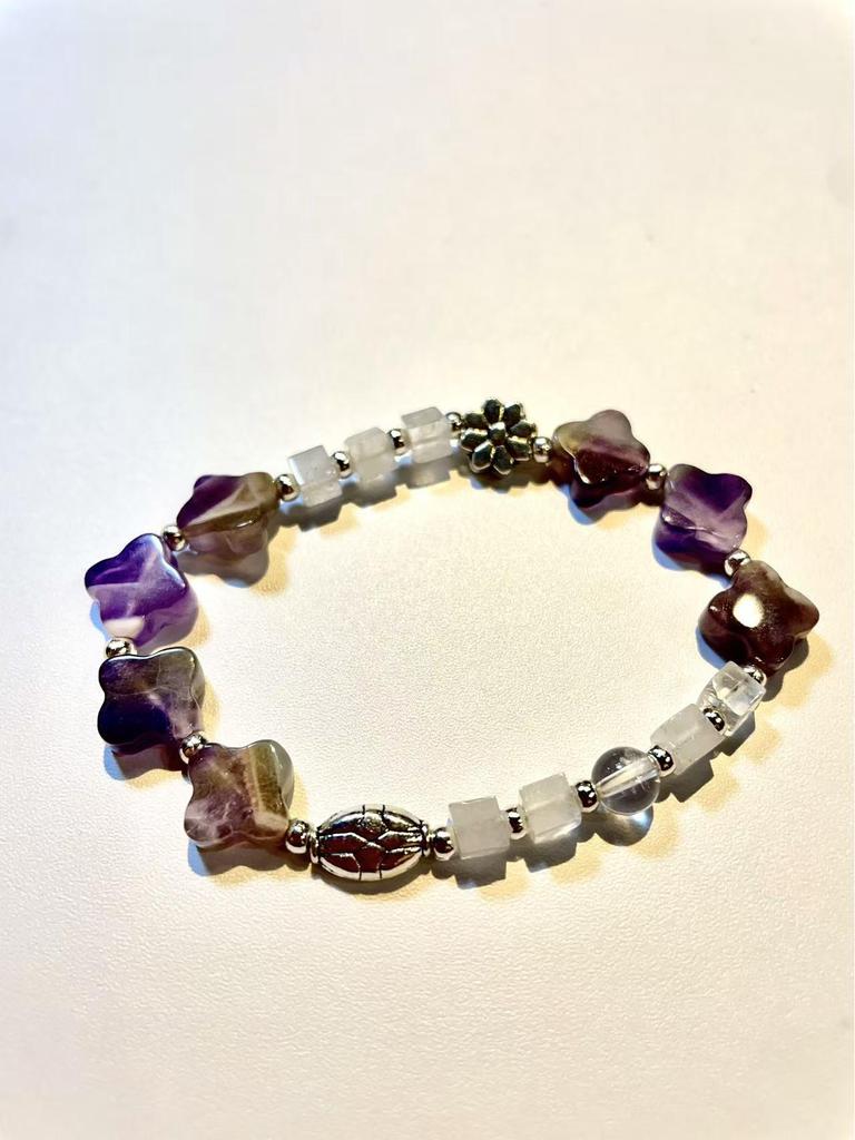 New Natural Energy Pink Crystal Heart Beaded Bracelet - Nine-Tailed Bestie Edition