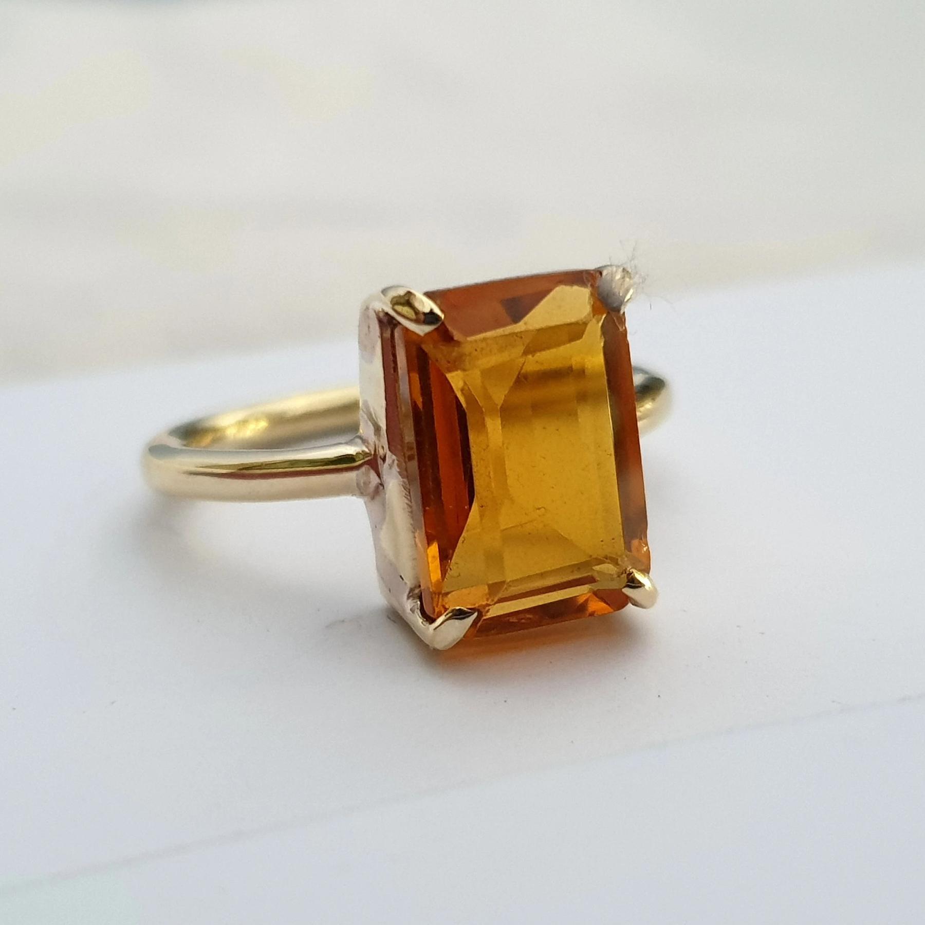 

Квадратний жовтий цитрин кварц 925 стерлінгове срібло з покриттям жовтим золотом кільце ювелірні вироби 9 золотий жовтий колір