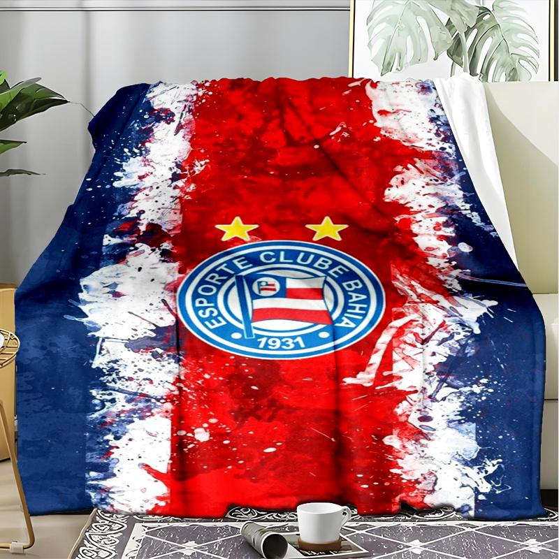 1 Stück Esporte Clube Bahia Sportverein Emblem Aufgedruckte Weiche Flanelldecke Überwurf für Schlafzimmer Wohnzimmer Sofa Camping Fan Geschenke Weihnachtsgeschenke