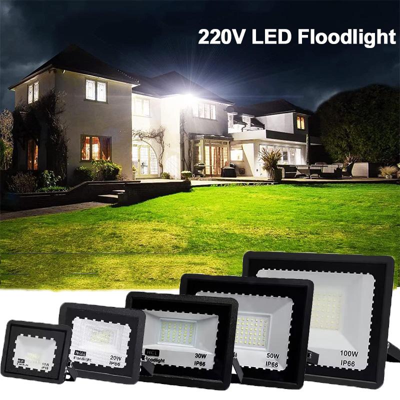 Outdoor LED Flood Lights 10W 20W 30W 50W 100W Bright Security Light IP66 Waterproof White Floodlight for Garage Garden Stadium