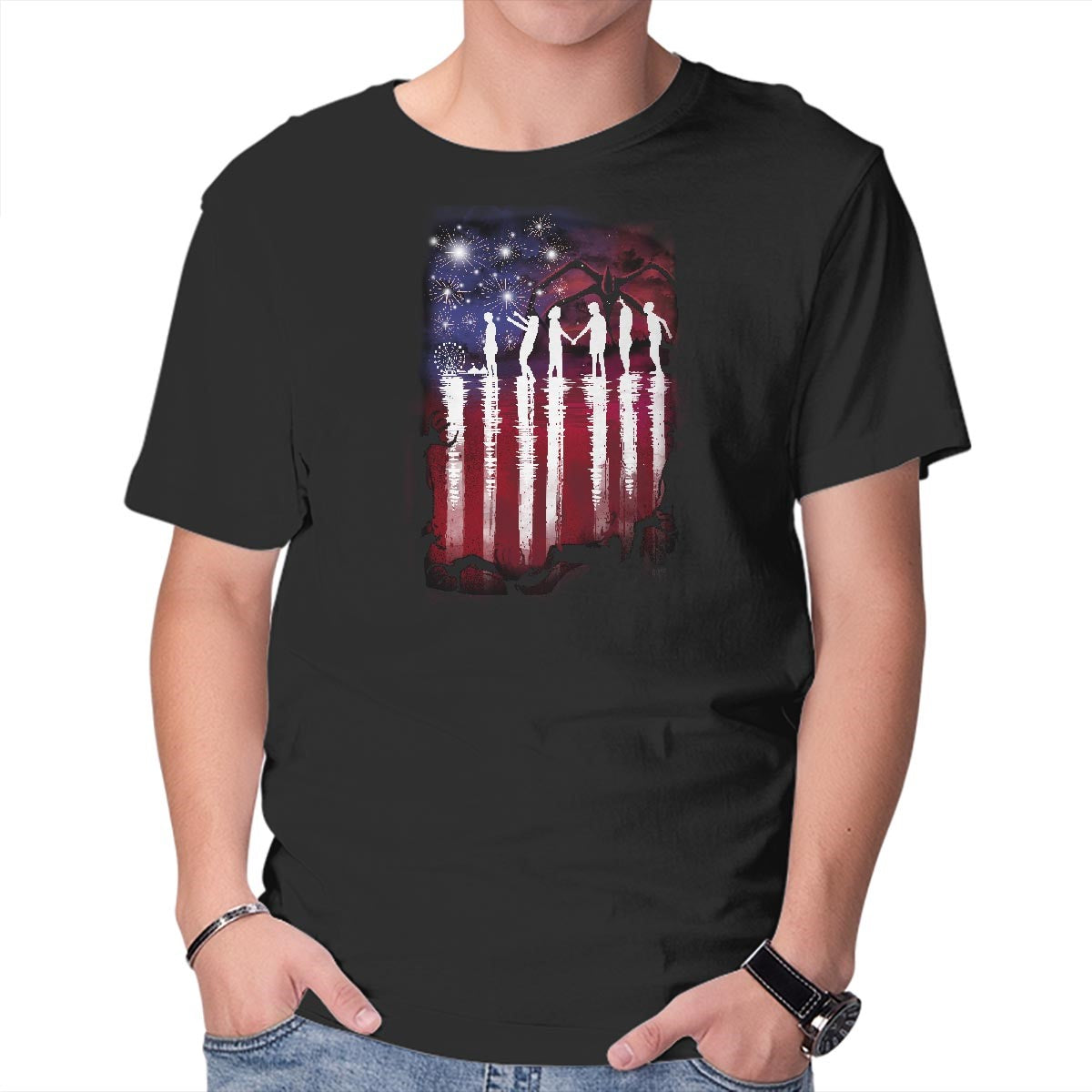 Unisex Crew Neck T-Shirt Hawkins 4th of July Graphic Short Sleeve Casual Tee XXXL