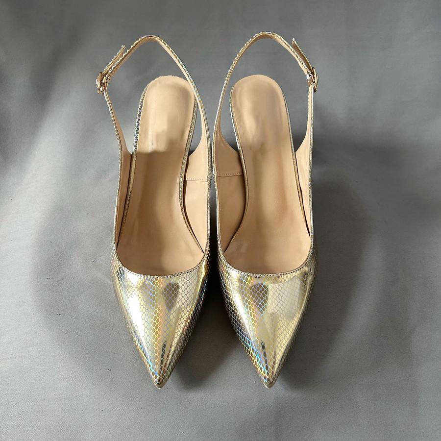 bling Sequined Gold  Ankle Strapy Slingback Women Pumps Sexy Pointed Toe Shoes Med Block Heels Buckle Shoes Women Free shipping