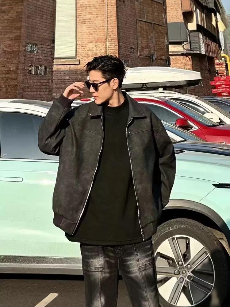 American Men's Cleanfit Retro Solid Lapel Jacket – Trendy High-End Motorcycle Cool Look