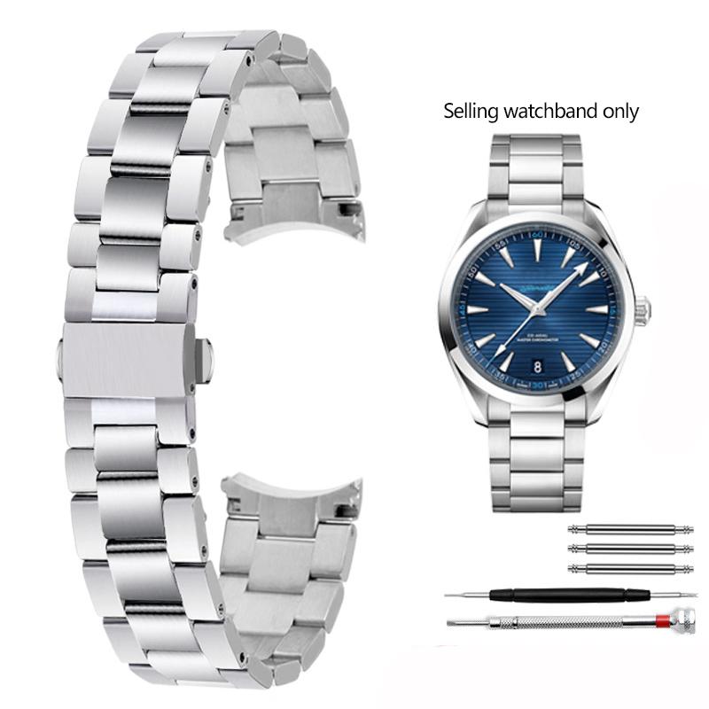 

Прочный металлический браслет с изогнутыми концами для Ome-ga Hippocampus 150 Ремешок AT150 Мужской 300 Ремешок для часов Цепочка Браслет из нержавеющей стали 20 мм 20mm серебряный