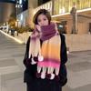 New High-grade Color Matching Mohair Scarf Women's Autumn and Winter Thickened Warm Versatile Rabbit Hair Ball Scarf Tide