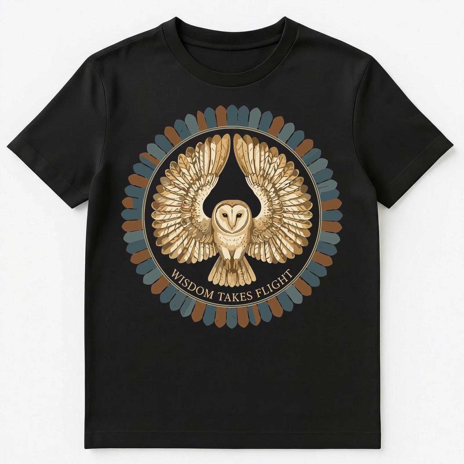 Wisdom Takes Flight Owl Motivational Art Unisex T-Shirt S