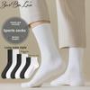 5 Pairs of Male Autumn and Winter Students Pure Color Sports Cotton Stockings