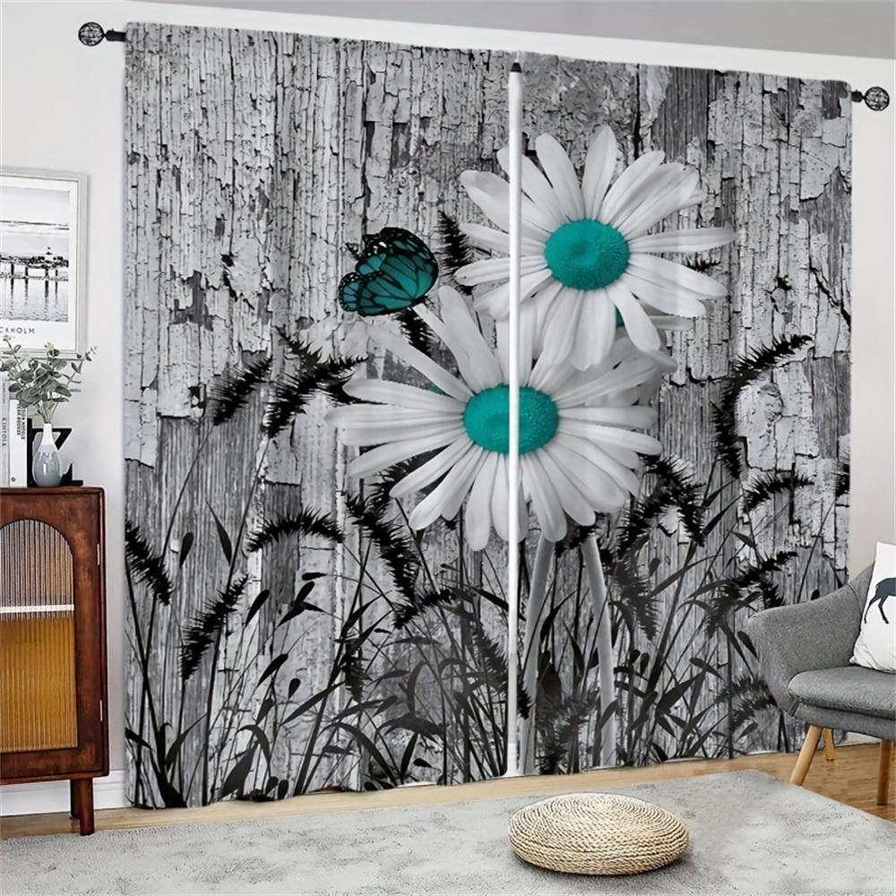 

Масляная живопись винтажные подсолнухи цветы занавески для окон жалюзи для гостиной детской спальни ванной кухни двери домашнего декора2 шт. W65X60H(cm)X2Pcs&Grommet Top
