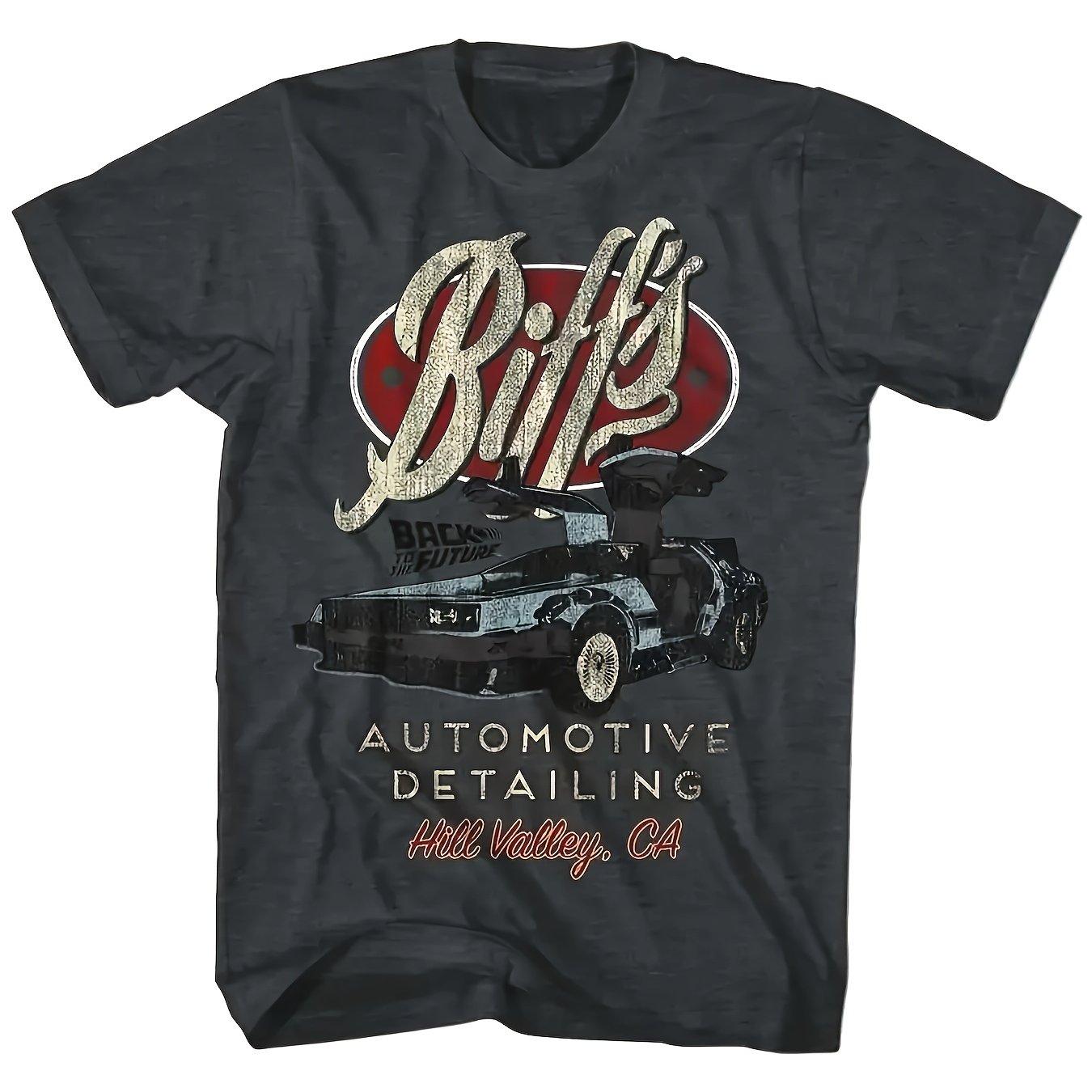 

Men s Back To The Future Graphic T-Shirt Black Loose Fit Short Sleeve Tee DeLorean Time Machine Biff s Auto Motive Retro Movie S разноцветный