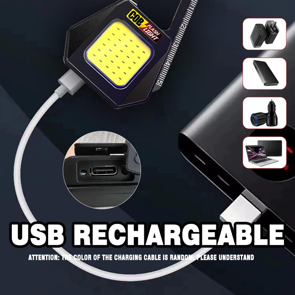 LED COB Keychain Light 200mAh Camping Pocket Lamp IPX4 Waterproof Handheld Emergency Light with Hook for Camping Fishing Walking