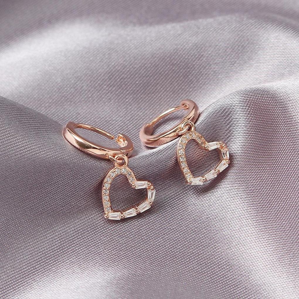 925 Silver Gold-Plated Lovegood Heart Ring Earrings