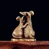 Small Animal Sculptures Golden Love Mouse Statue Home Decors Accent Mice Figurines Gift for Pet Lover Desktop Ornament