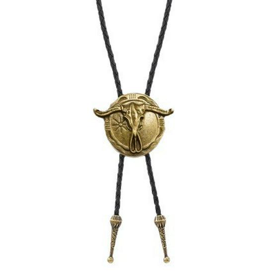 

Vintage Silver Bull Head Bolo Tie: Western Motorcycle Shirt Accessory