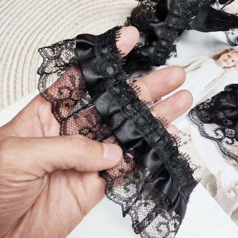 Double Pleated Crafts Lace DIY Children's Toy Doll Clothing Skirt Cuff Collar Sewing Materials Storage Basket Border Decoration