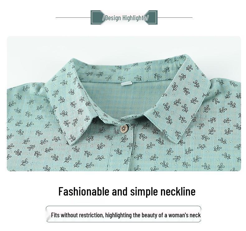 Nuovo Stile 2026 Camicia Estiva in Puro Cotone per Donne di Mezza Età e Anziane