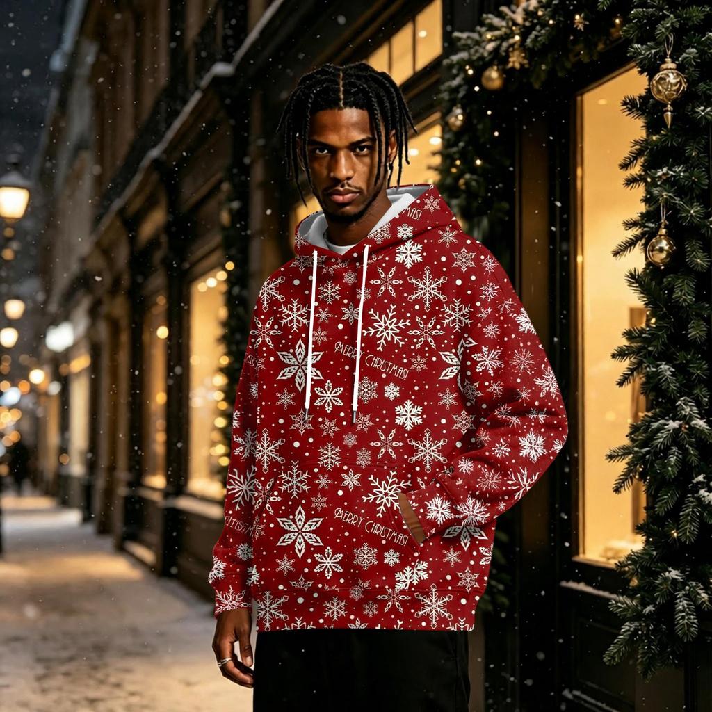 Men's Christmas Hoodie with Long Sleeve Pullover Sweatshirt
