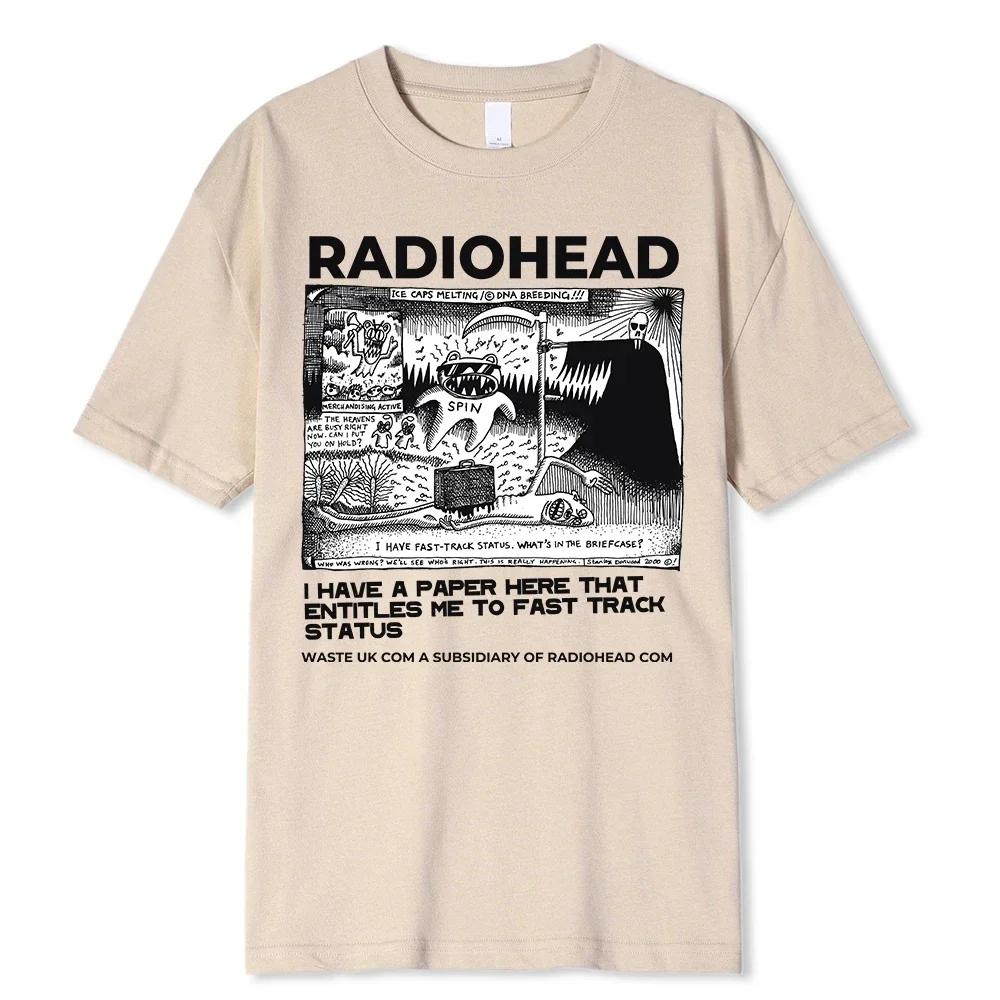 Radiohead T Shirt Men Vintage Classic Tees 100% Cotton Men's Clothing for Summer Hip Hop T Shirt Fashion Trend T-Shirt