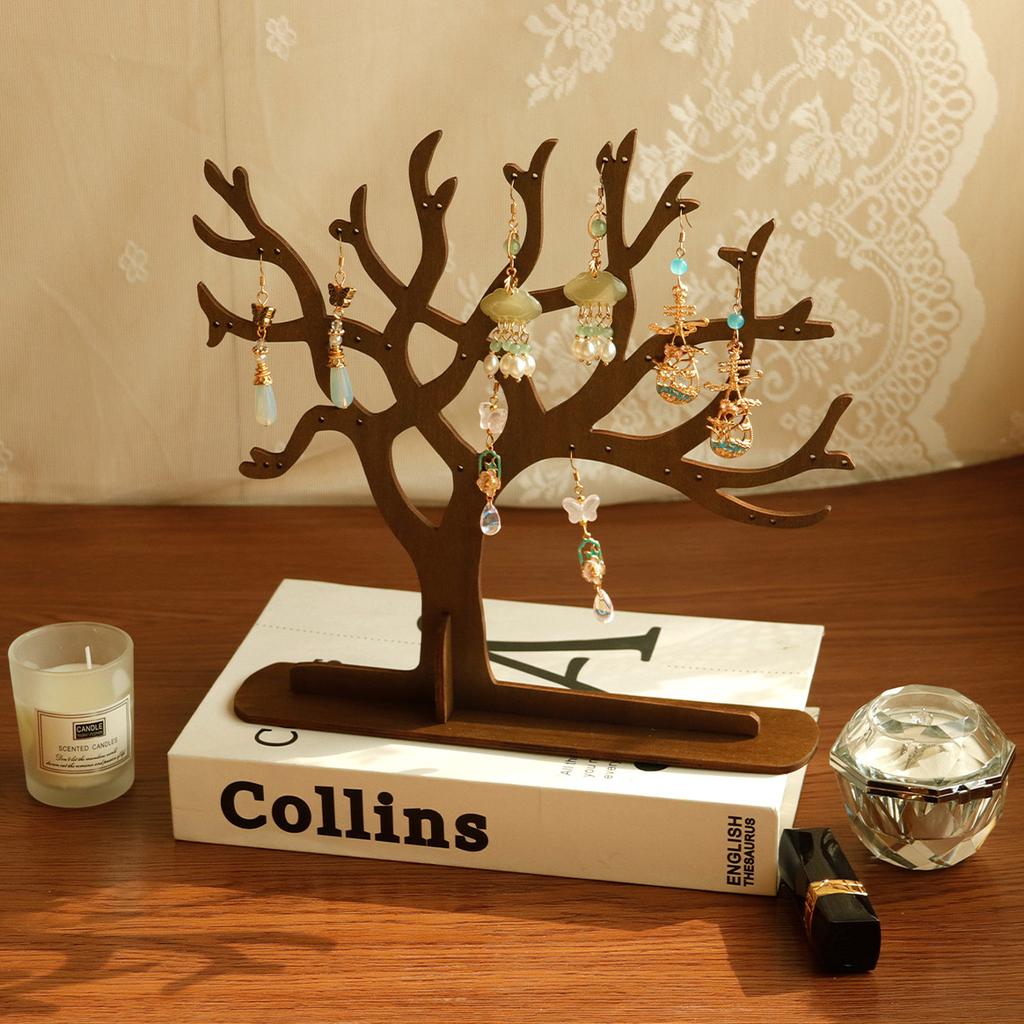 Retro Earring Tree Wooden Jewelry Storage Racks Creative Branch-shaped Wooden Ornaments Home Desktop Jewelry Display Stand