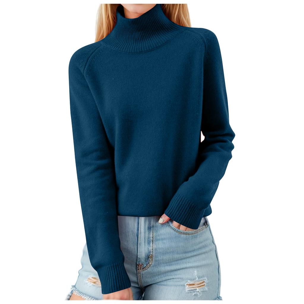 Women's Fashionable Long-sleeved Solid-color Pullover Base Knitted Sweater Top