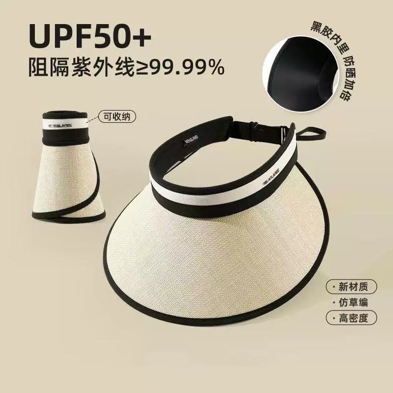 Empty Top Hat Sunscreen Hat Women'S Spring Summer Travel Simple Sun Hat Big Brim Full Face Visor Cycling Hat