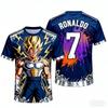 Super Saiyan Vegeta Ronaldo No.7 Anime Soccer Jersey For Kids Boys Girls Quick Dry Breathable Sports Short Sleeve Tops