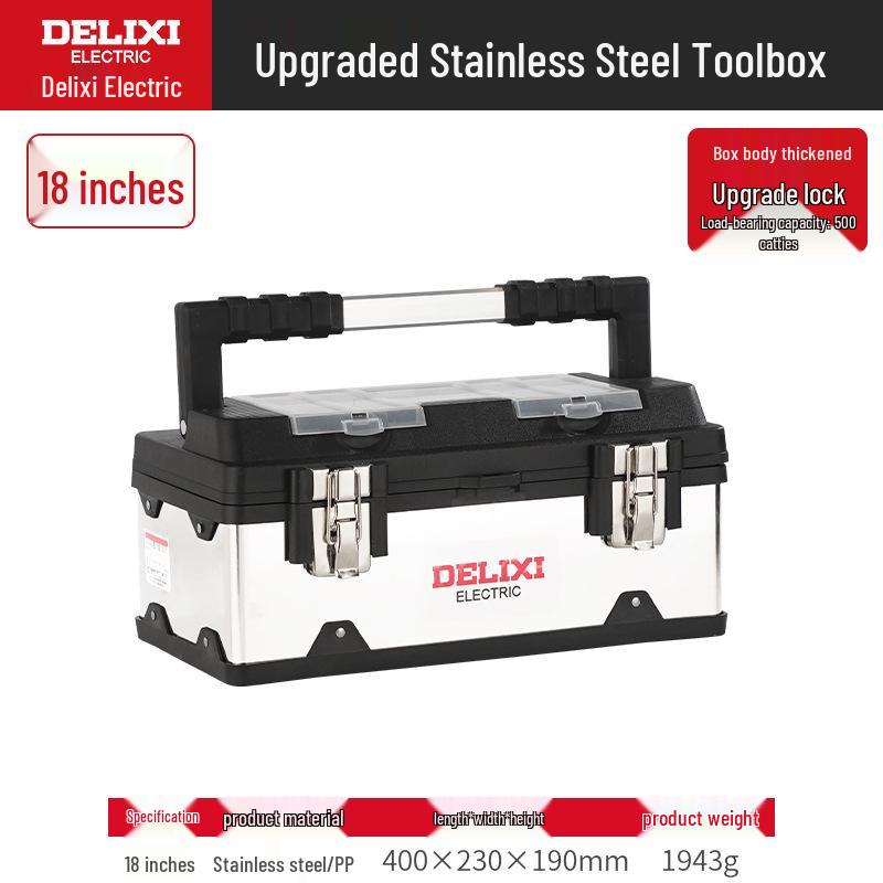 Delixi Portable Stainless Steel Multi-Tool Box - Industrial & Household Use