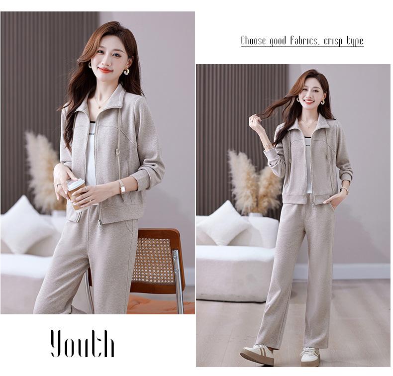 Chic Cashmere Cardigan & Slimming Sportswear Set for Women - 2025 Spring/Autumn Running Suit, Two-Piece.