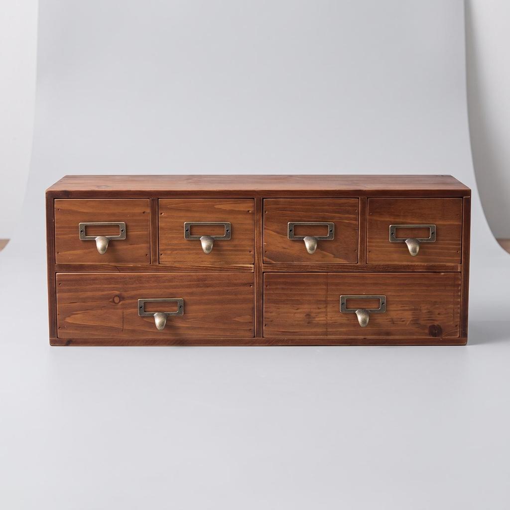 Wooden Desk Organizer with Drawers Compact Desktop Storage Cabinet for Office