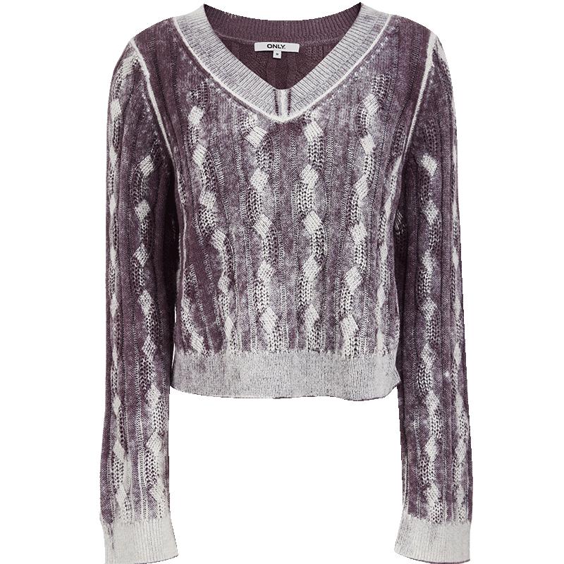

ONLY Women s Vintage Distressed Cable Knit V-Neck Sweater M