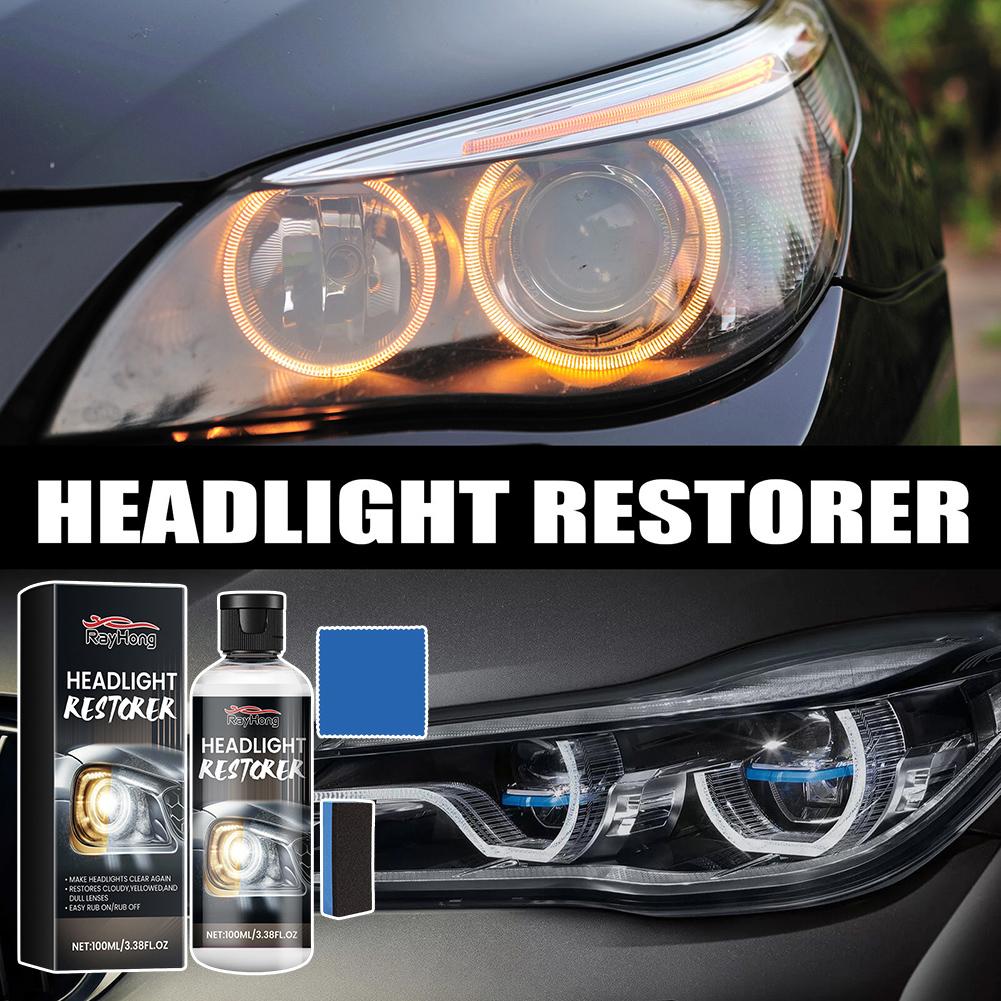 Car Headlight Polish Liquid With Cloth Sponge Headlight Restorer Polishing Anti-Scratch Liquid For Car Lampshades Cleaning Tool