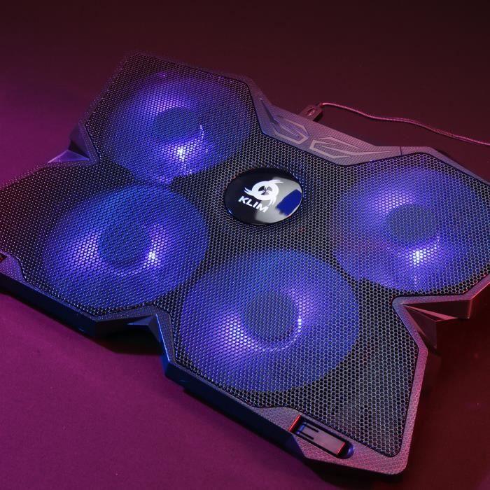 Klim wind - refroidisseur ordinateur portable bleu - refroidissement ultra rapide + 4 ventilateurs silencieux