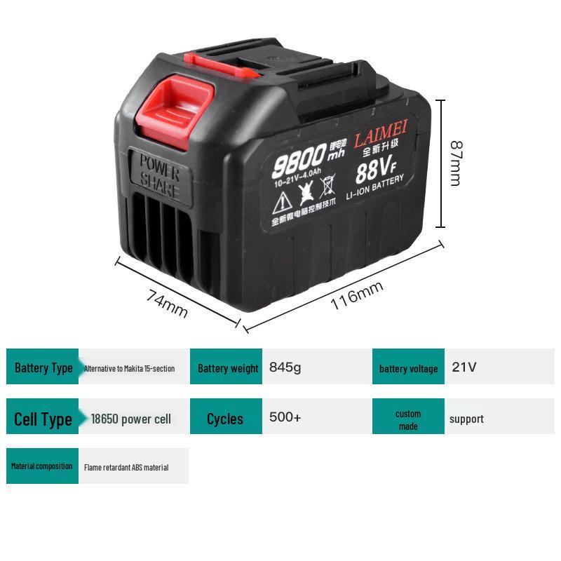 Makita Lithium Battery for Lawnmower & Hot Melt Glue Gun - High Capacity 18650 Power Core