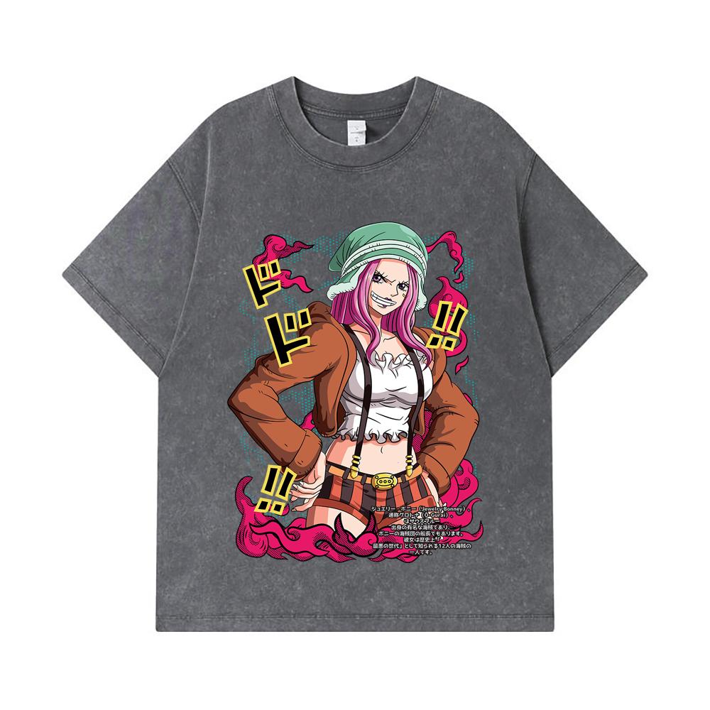 275 GSM Washed T-shirts 100% Cotton One Piece V25 Bonney Print Unisex Heavy Cotton T Shirt