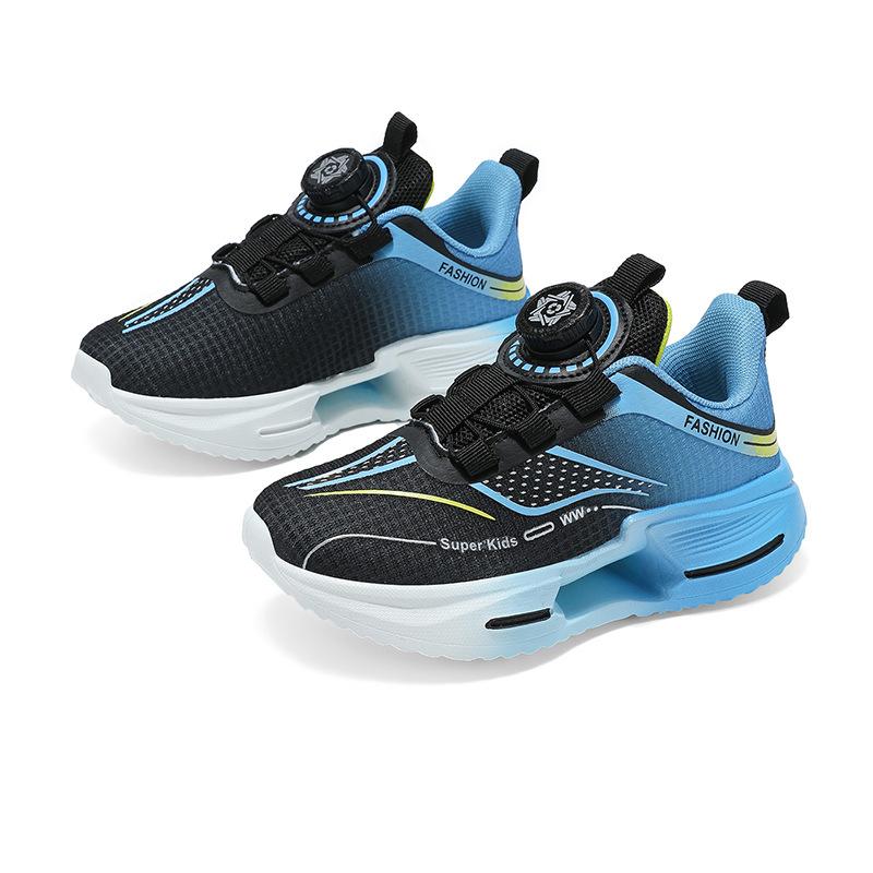 Youth Sports Shoes, Rotating Buttons, Comfortable Single Mesh, Breathable, Medium and Large Children, Primary School Students, Lightweight Cushioning